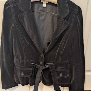 LOFT Black Velvet Blazer with Belt